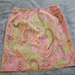 Talbots Pink Paisley Cotton Skirt Sz 10